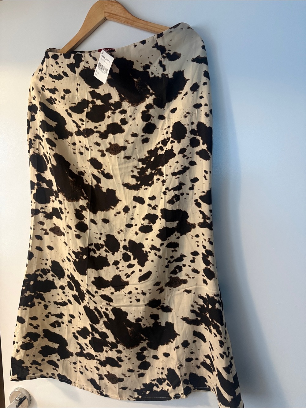 Black and Cream Cow Print A-Line Skirt